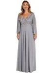 R & M Richards Sequin Body Cape Sleeve Dress - Silver 14