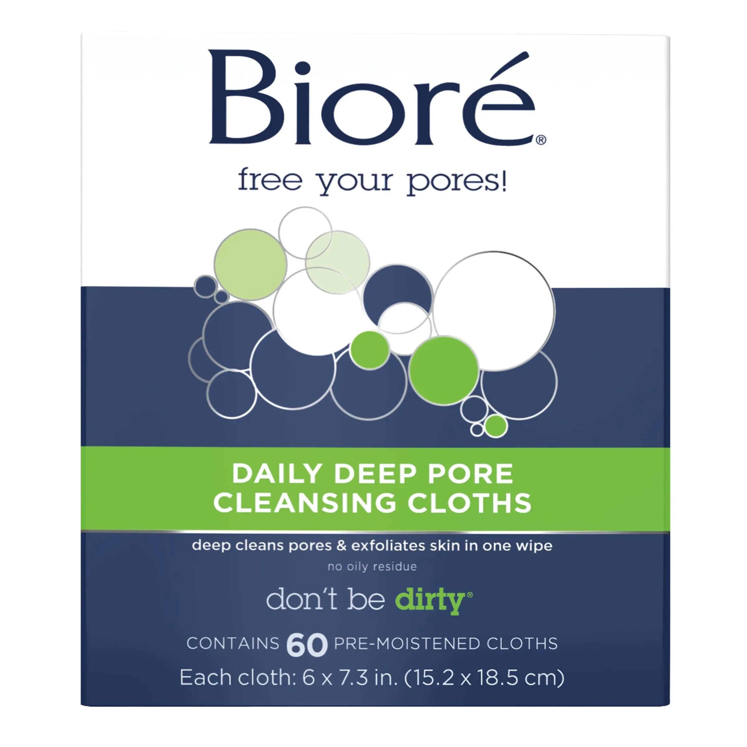 Biore Cleansing Cloths, Daily Deep Pore - 60 pre-moistened cloths