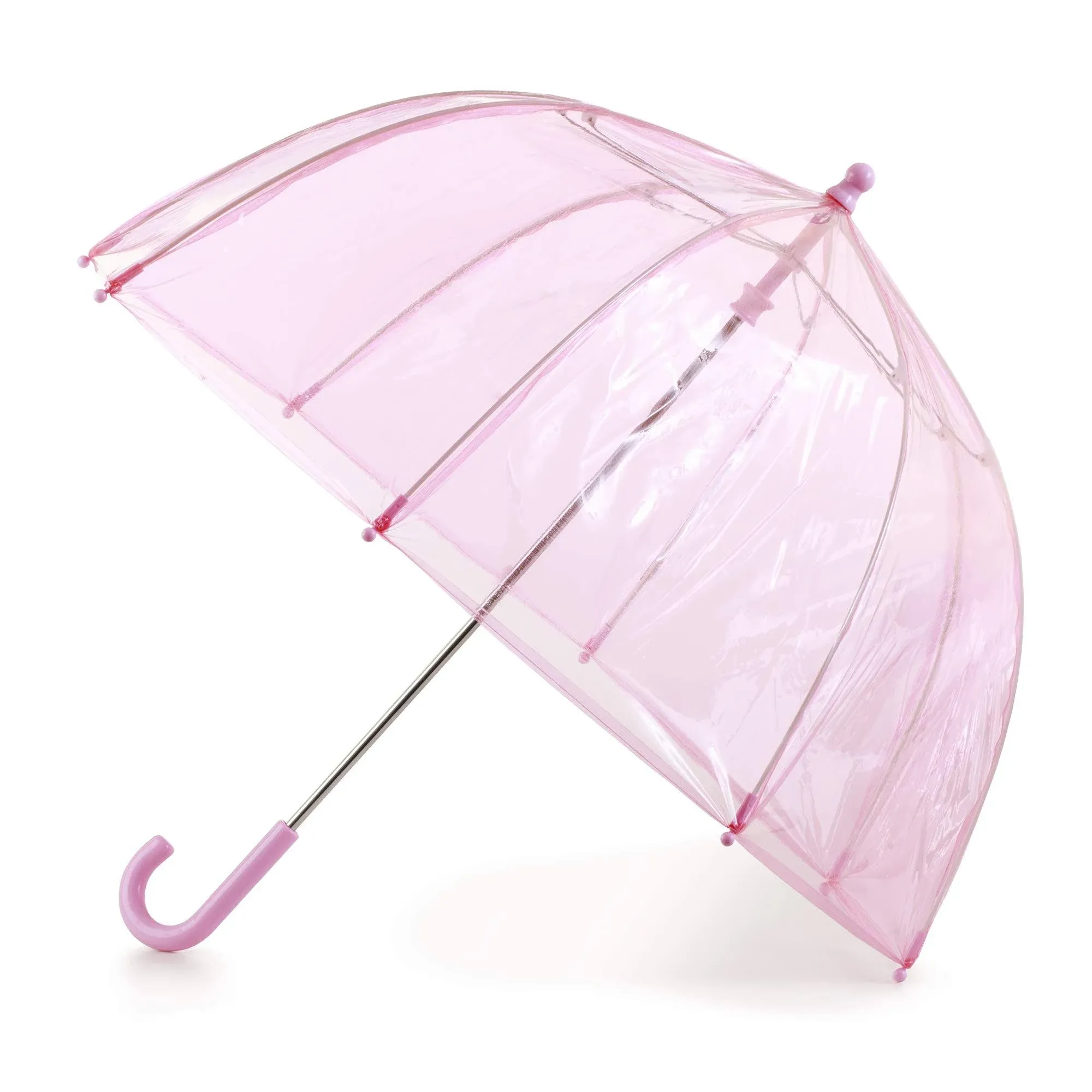 Totes Kids' Vinyl Pinch-Proof Clear Bubble Umbrella Pink