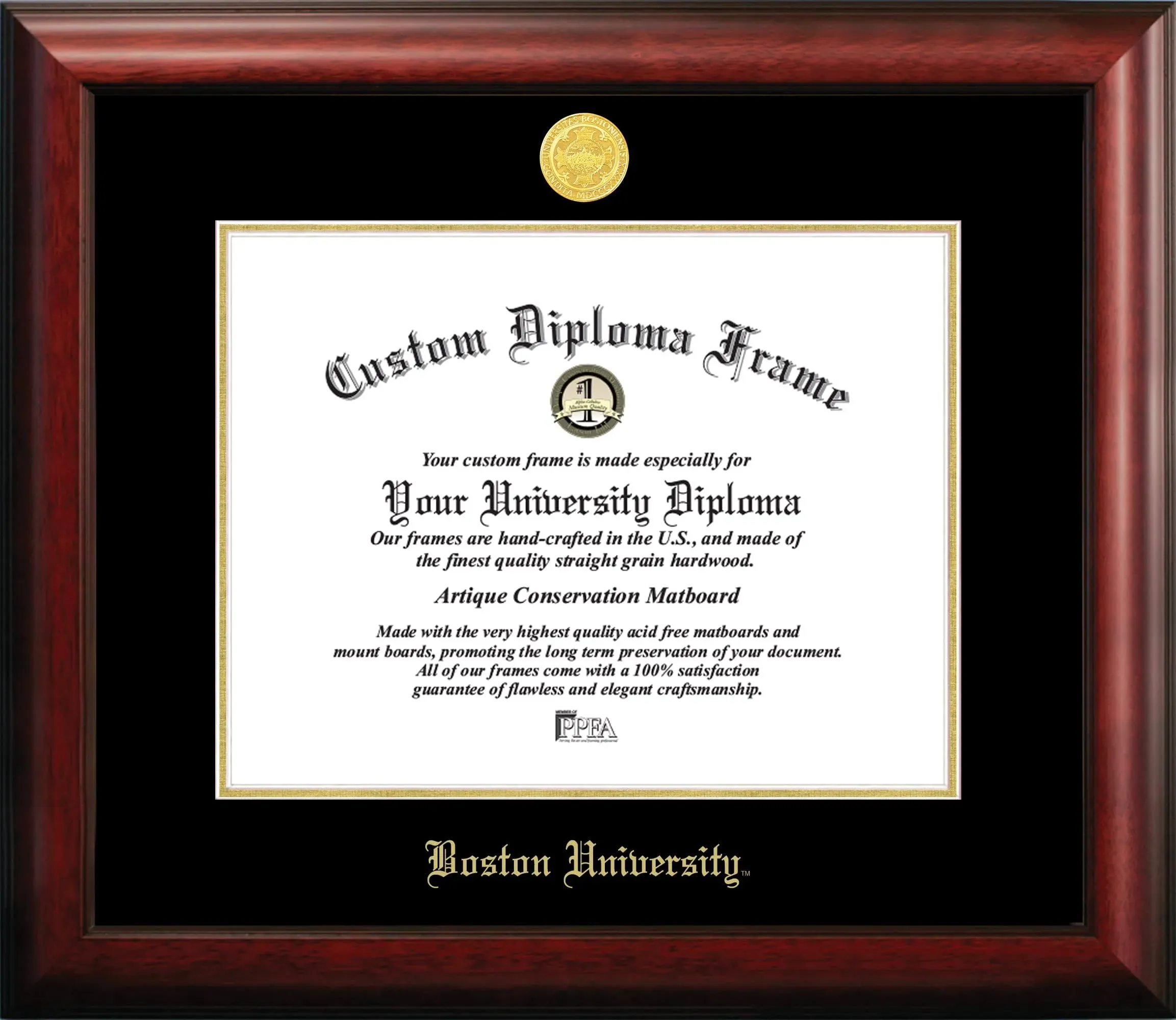 Campus Images Boston University Gold Embossed Diploma Frame