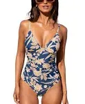 Women's Paisley V Neck Tummy Control One Piece Swimsuit
      
          Women's Paisley V Neck Tummy Control One Piece Swimsuit