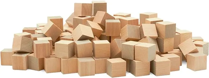 Wooden Blocks, 3/4 Inch Unfinished Wood Blocks for Crafts, Pack of 250 Wooden Cubes, Plain Wooden Blocks for Baby Shower, Small Blank Wooden Blocks, STEM, Building, Birch Wood Cubes for Crafts