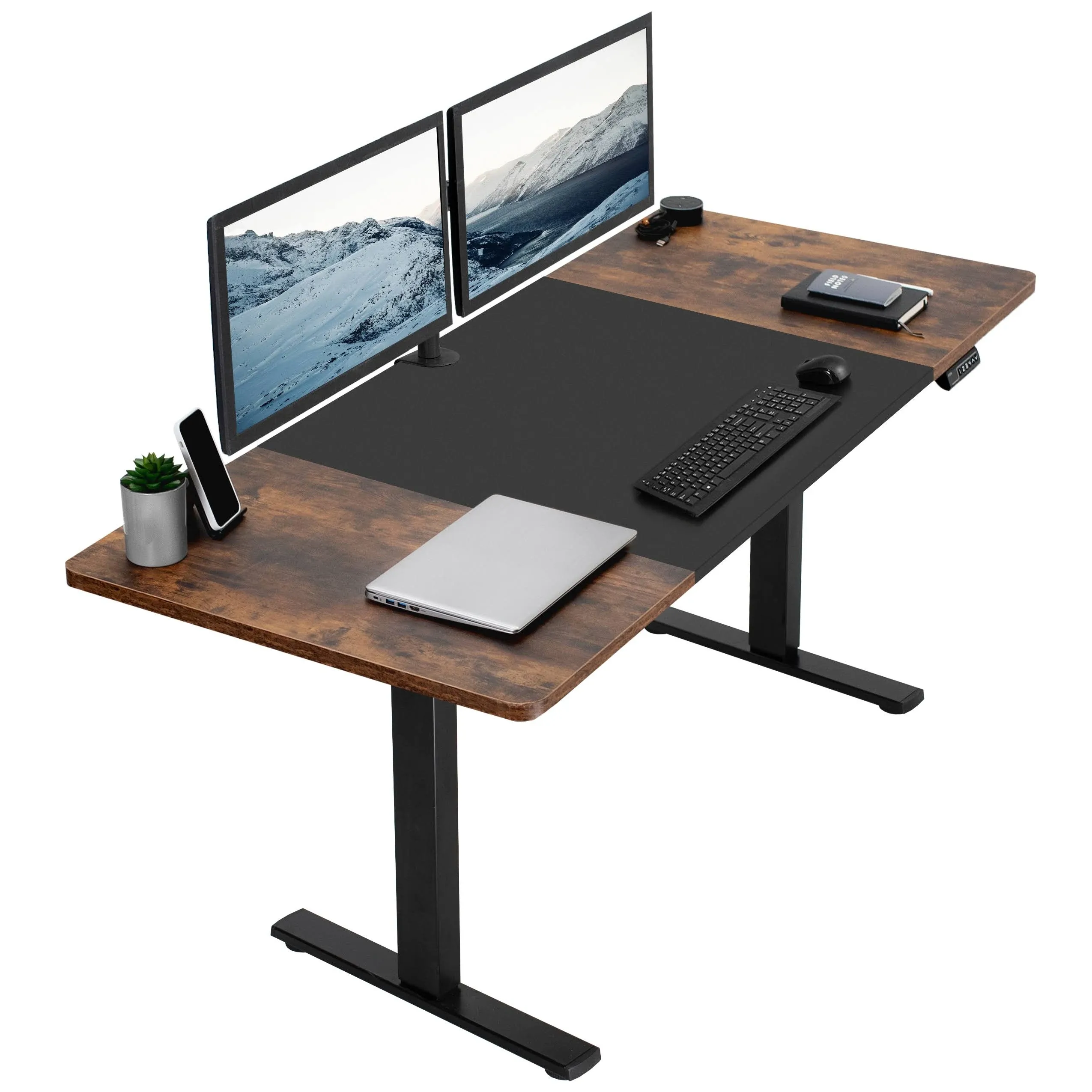 Vivo Electric 43 x 24 Stand Up Desk | Dark Gray Table Top, White Frame