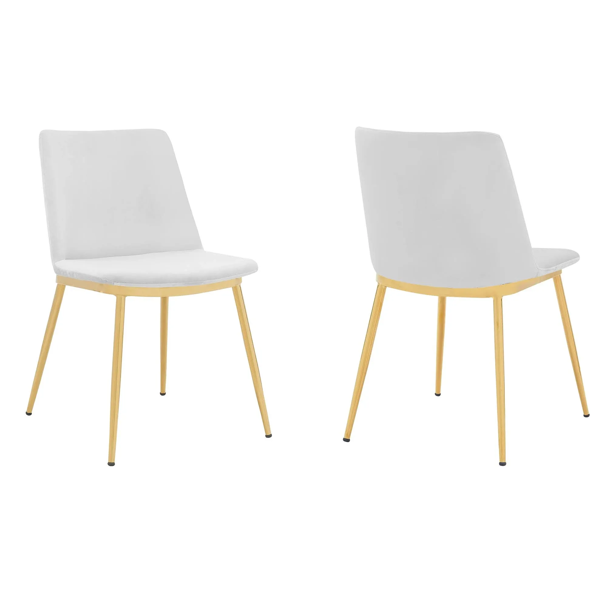 Messina Modern White Velvet & Gold Metal Leg Dining Room Chairs - Set of 2 by Armen Living