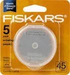 Fiskars 45mm Rotary Blades (5 Pack) - Rotary Cutter Blade Replacement - Crafts, Sewing, and Quilting Projects - Grey