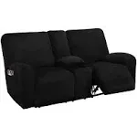 ULTICOR Reclining Love Seat with Middle Console Slipcover, 8-Piece Velvet