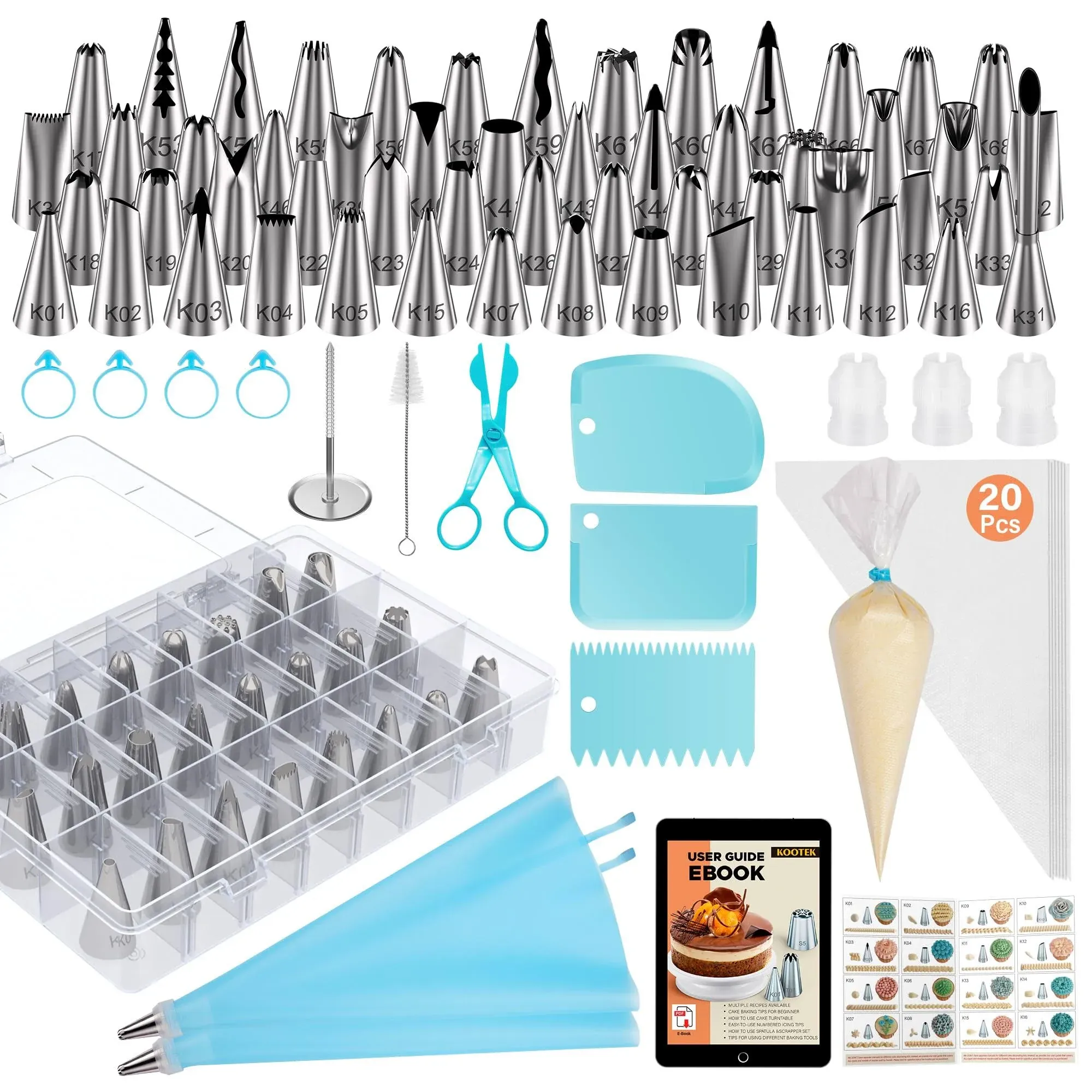 Kootek 90 Pcs Piping Bags and Tips Set