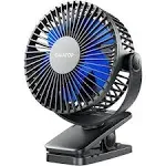 Gaiatop Portable Clip on Fan Battery Operated, Small Powerful USB Desk Fan, 3 Speed Quiet Rechargeable Mini Table Fan, 360° Rotate Personal Cooling Fan for Home Office Stroller Camping Light Blue