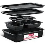 Bakken Swiss - Bakeware Set – 6 Piece – Stackable, Deluxe, Non-Stick Baking Pans – Carbon Steel, Gray Stone Coating