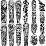 Waterproof Temporary Tattoos Full Arm 8 Sheets and Half Arm Fake Tattoos 8 Sheets, Extra Large Tattoo Stickers for Men and Women or Adult (58X18cm)