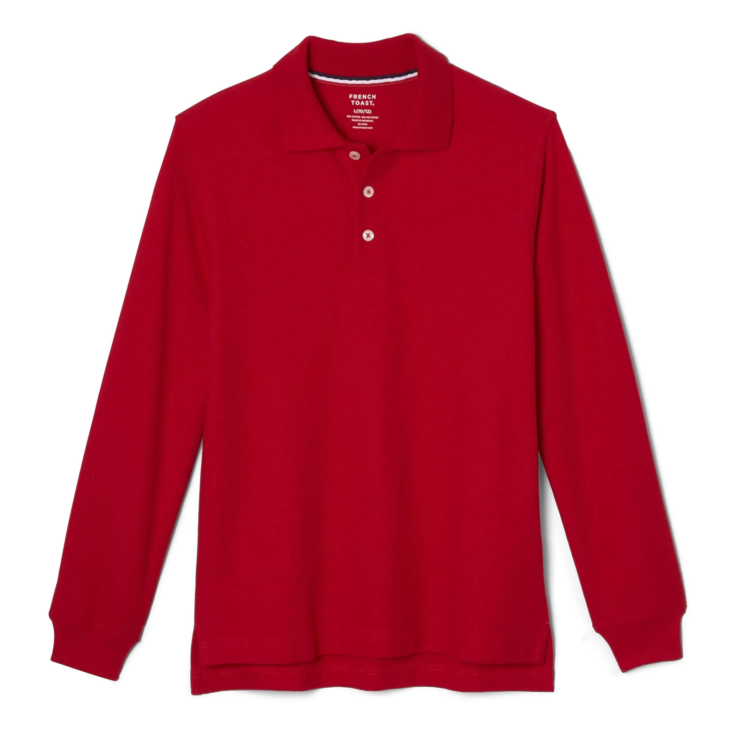 French Toast Boys Long Sleeve Pique Polo, Red