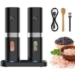 Syaws Pepper Grinder,Electric Salt and Pepper Grinder Set,Rechargeable Pepper Mill-No Battery Needed-Automatic Salt Grinder with Charging Base