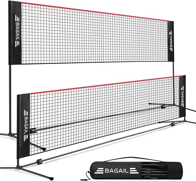 BAGAIL Badminton Net, Height Adjustable Kids Volleyball Net, Foldable Nylon Net 10 ft/14ft/17ft Wide, Tennis Net, Small Pickleball Net for Backyard Game and Indoor Outdoor Use, Easy Setup