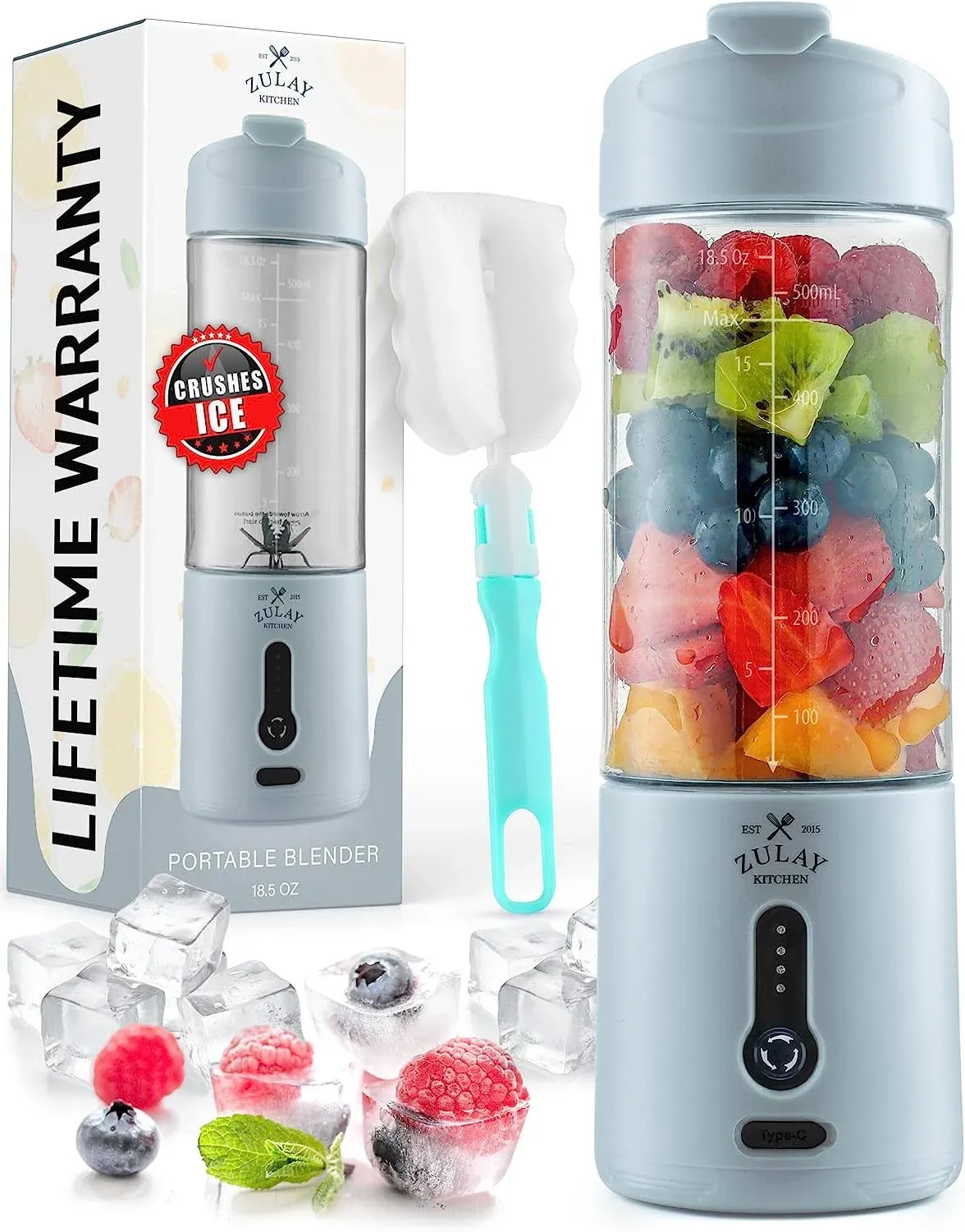 Zulay Kitchen Personal Portable Smoothie Blender That Crush Ice - Aqua