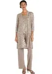 R&M Richards Womens Plus Sequined Lace Pant Suit