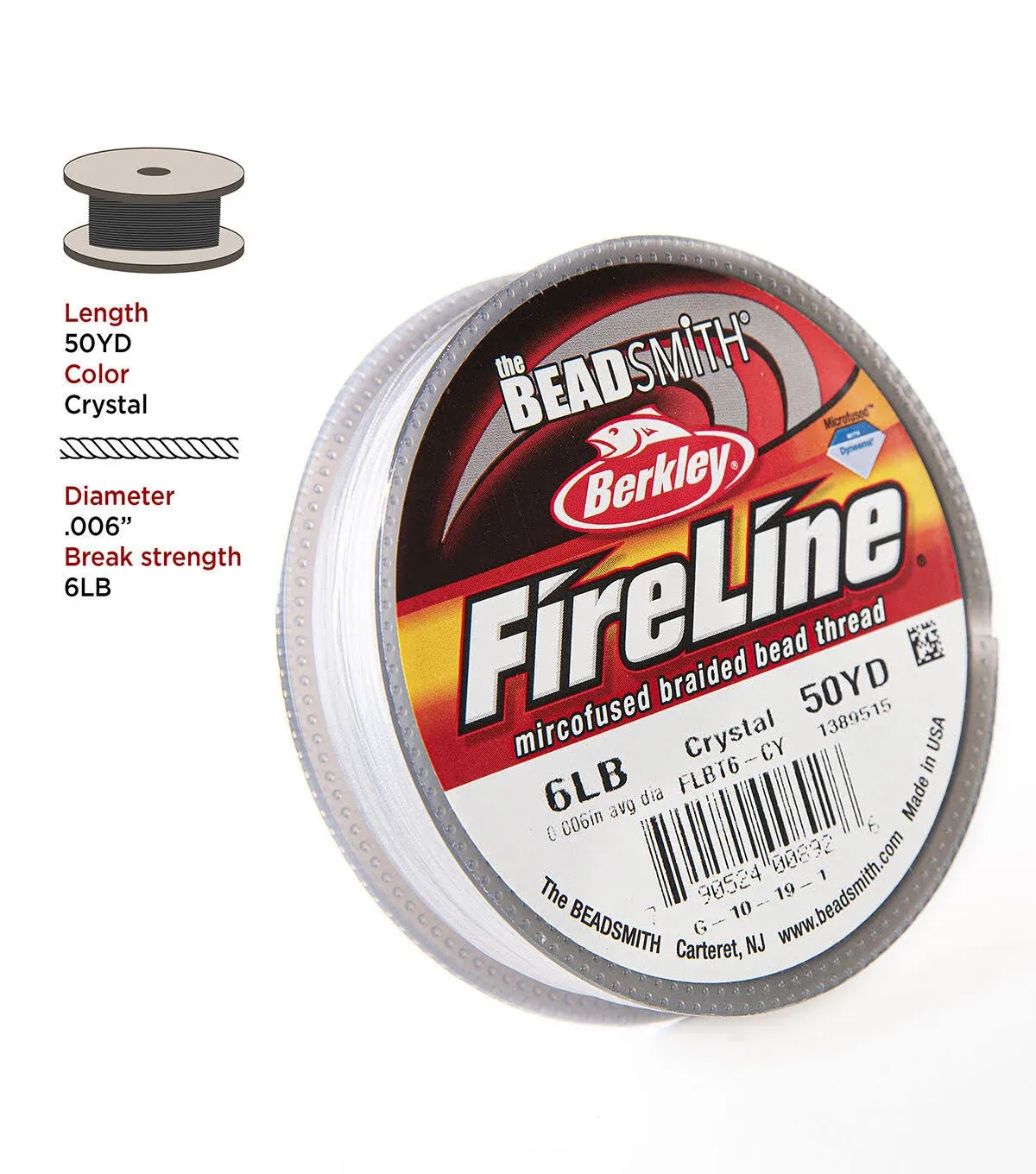 The Beadsmith Fireline by Berkley – Micro-Fused Braided Thread – 6lb. Test, 006”/.15mm Diameter, 125 Yard Spool, Smoke Grey – Super Strong Stringing Material for Jewelry Making and Bead Weaving…