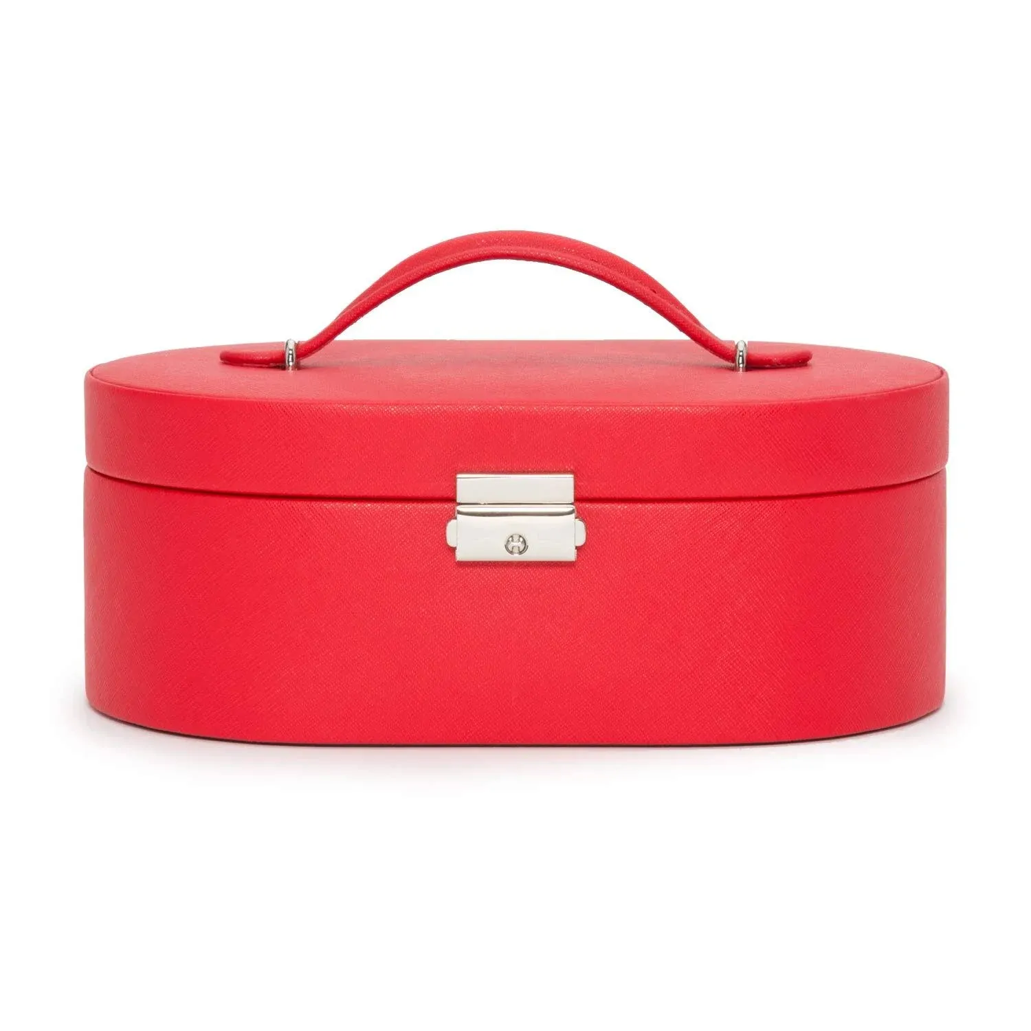 Wolf Heritage Oval Red Saffiano Jewelry Box 280514