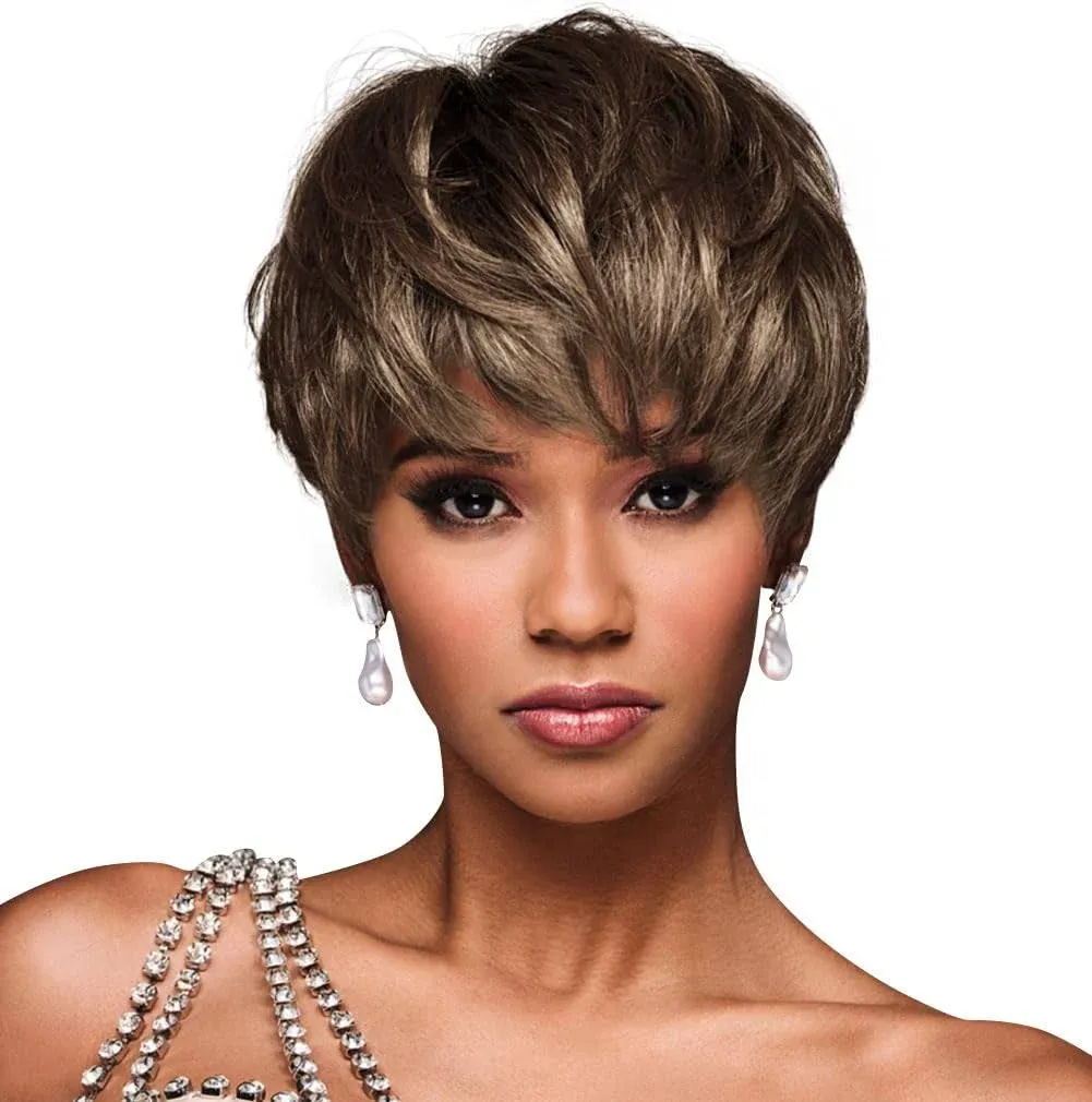 Kim Kimble Jada Short Layered Boycut Wig, Average Cap, MC30 29SS Cinnamon Spice