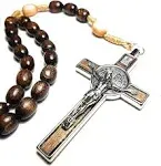 SANCTUM VERITAS Genuine Made in Italy Rosary Necklace Blessed by Pope Francis Saint Benedict Medal Cross perfect for car mirror Rosarios catolicos para hombre Patron of Students Christian Values