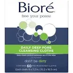 Bioré Daily Make Up Removing Cloths Facial Cleansing Wipes with Dirt-grabbing Fibers for Deep Pore Cleansing without Oily Residue