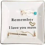 Home Smile Ceramic Ring Dish Decorative Trinket Plate -Remember I Love You Mom