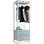 Sorbus Premium Cothing Rack with Drawers - Heavy Duty Wardrobe Closet with Metal Frame & Wooden Top - 70Inch Tall Garment Rack- Lightweight Freestanding Coat Closet - For Hallway, Bedroom