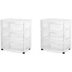 Sterilite 3 Drawer Wide Cart