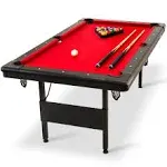 GoSports Mid-Size Billiards Game Table Foldable Design, Includes Full Set of Pool Balls, 2 Cue Sticks, Chalk, and Felt Brush