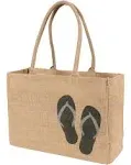 KAF Home Jute Market Tote Bag, Belle Jardiniere Print, Durable Handle, Reinforced Bottom and Interior Zipper Pocket