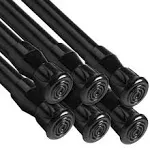 Tension Rods 28 to 48 Inches 6 Pack Adjustable Extension Black Spring Loaded Curtain Tension Rod for Windows, Closet, Cupboard, Kitchen, Bathroom, Wardrobe