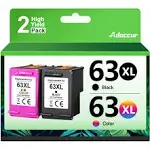 Adoccur 63XL Ink Cartridges Black and Color for HP Ink 63 Replacement for HP 63XL Ink Cartridge Combo Pack Works for HP OfficeJet 3830 4650 5255 5258 5200